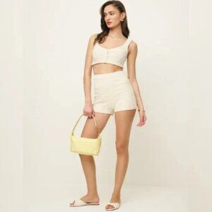 NWT Reformation Penny Sweater Set in Gossamer White Cream Tank Short Cotton S